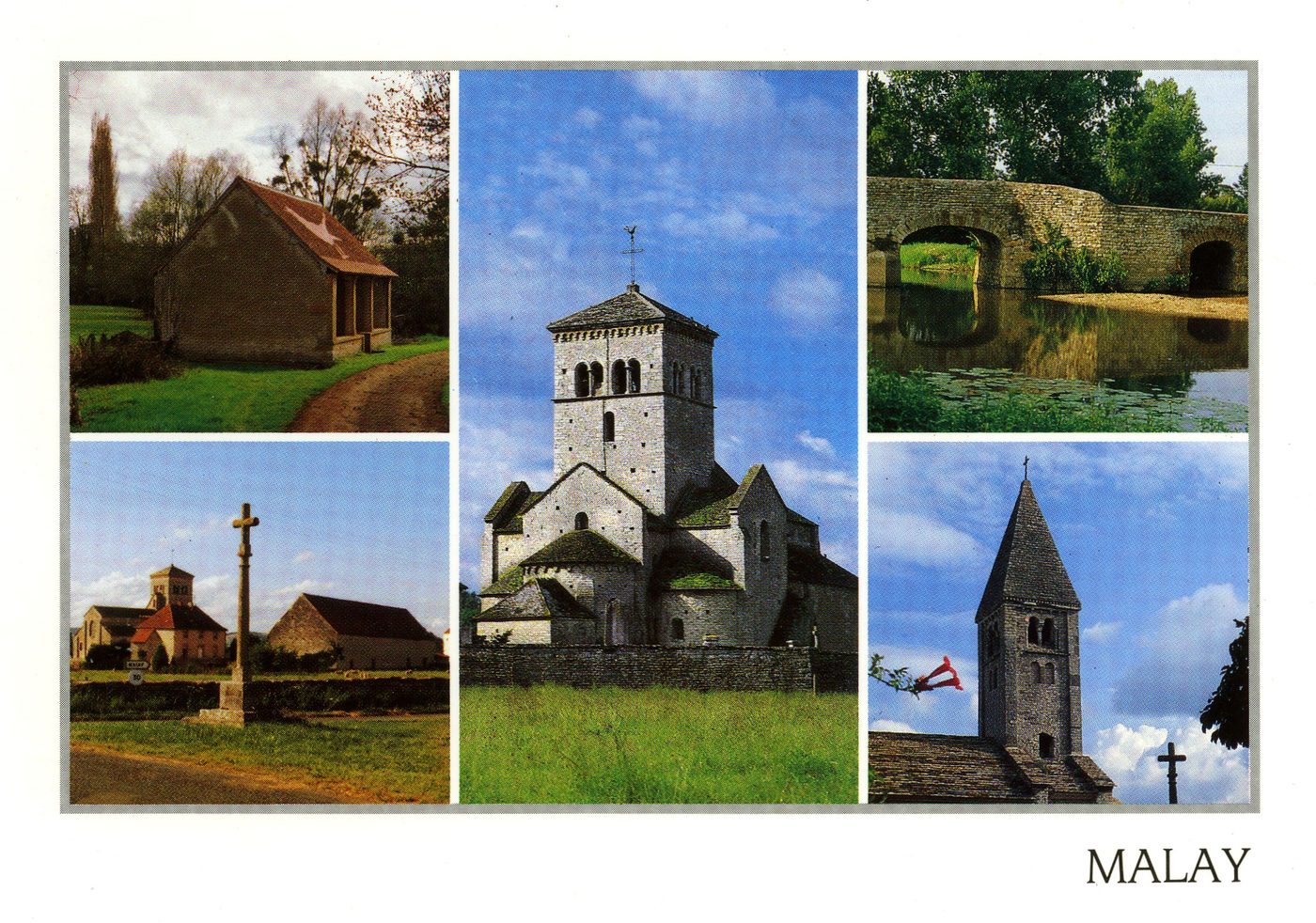 Malay. Les églises de Malay. Le pont. Le lavoir. La croix.