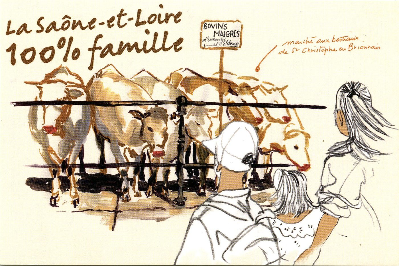 La Saône-et-Loire 100% famille. Marché aux bestiaux de Saint-Christophe-en-Brionnais.