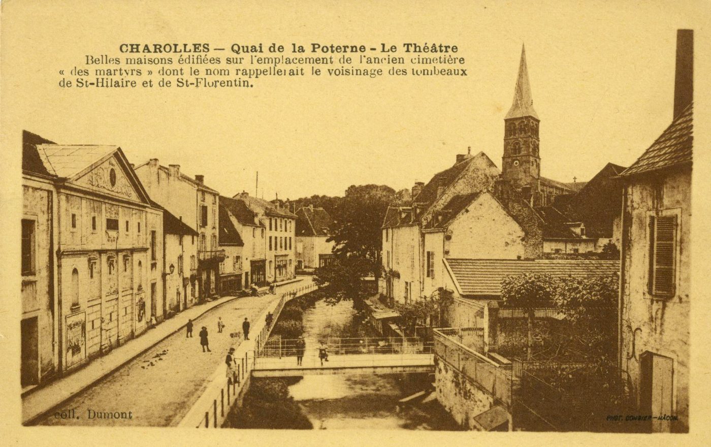 Charolles (Saône-et-Loire).- Quai de la Poterne - le Théâtre.