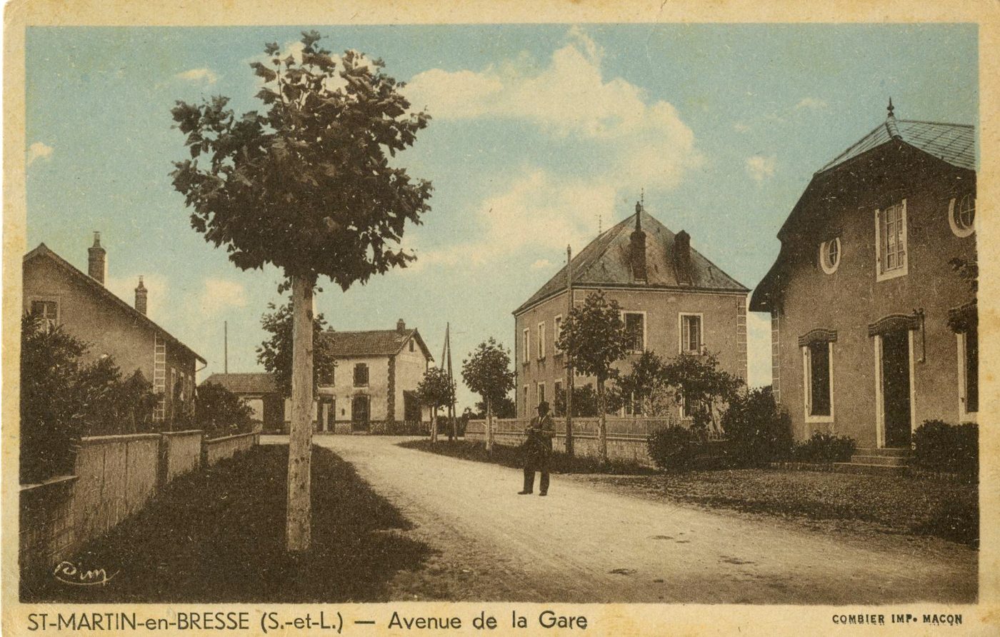 Saint-Martin-en-Bresse (Saône-et-Loire).- Avenue de la gare.