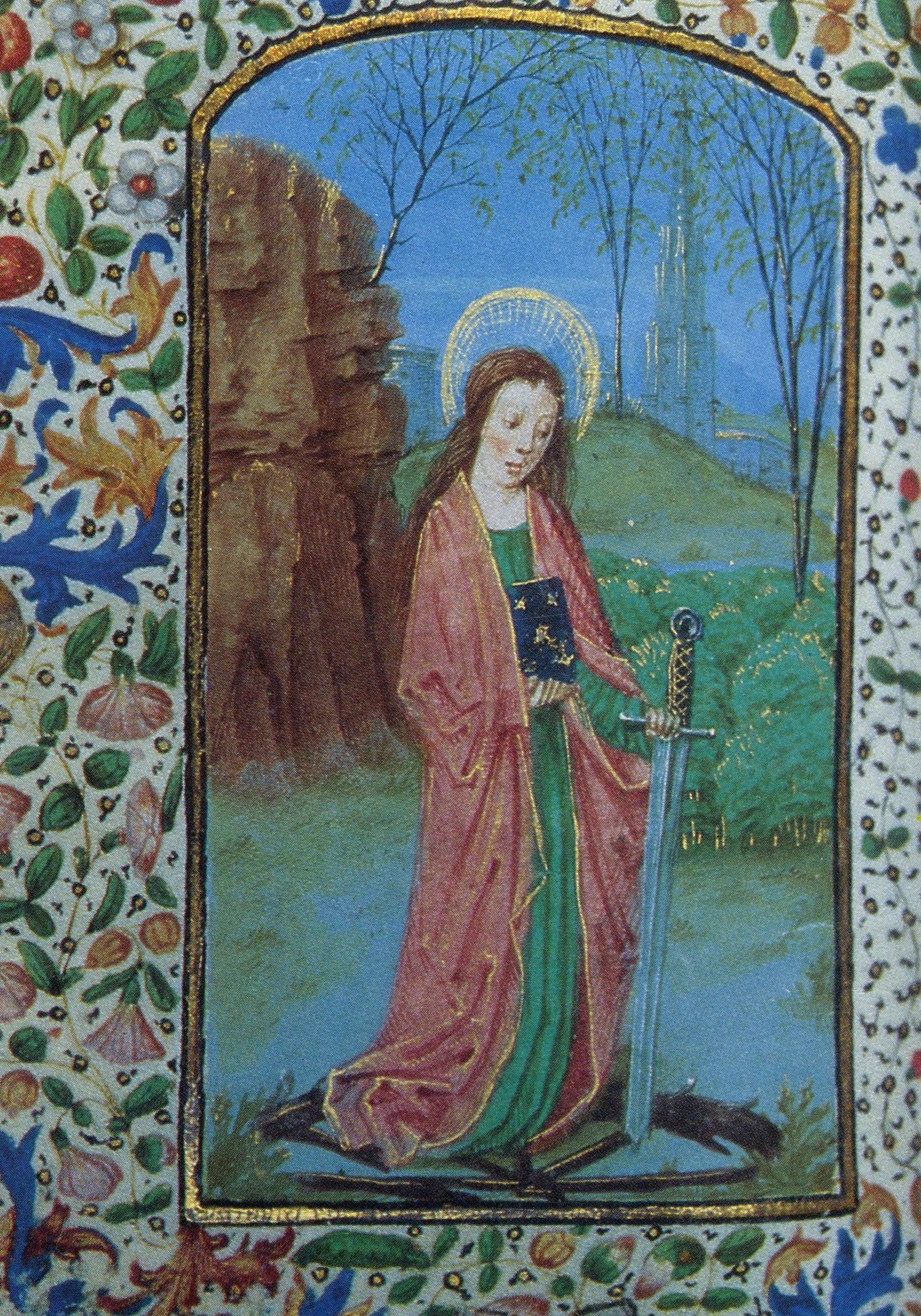 Sainte Catherine, livre d'heures de l'hôtel-Dieu de Tournus, Enluminé vers 1475 pour la famille Visconti.