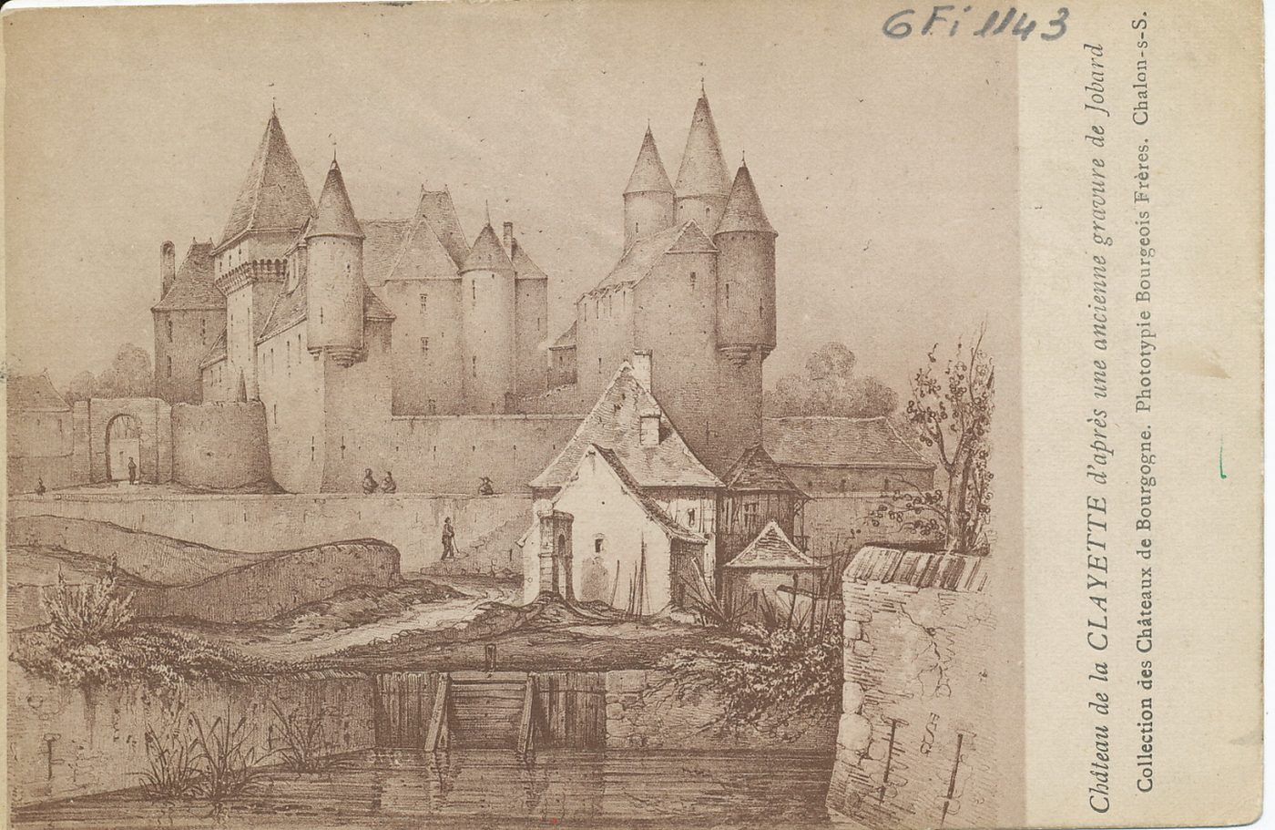 Château de la Clayette d'après une ancienne gravure de Jobard. Gravure.