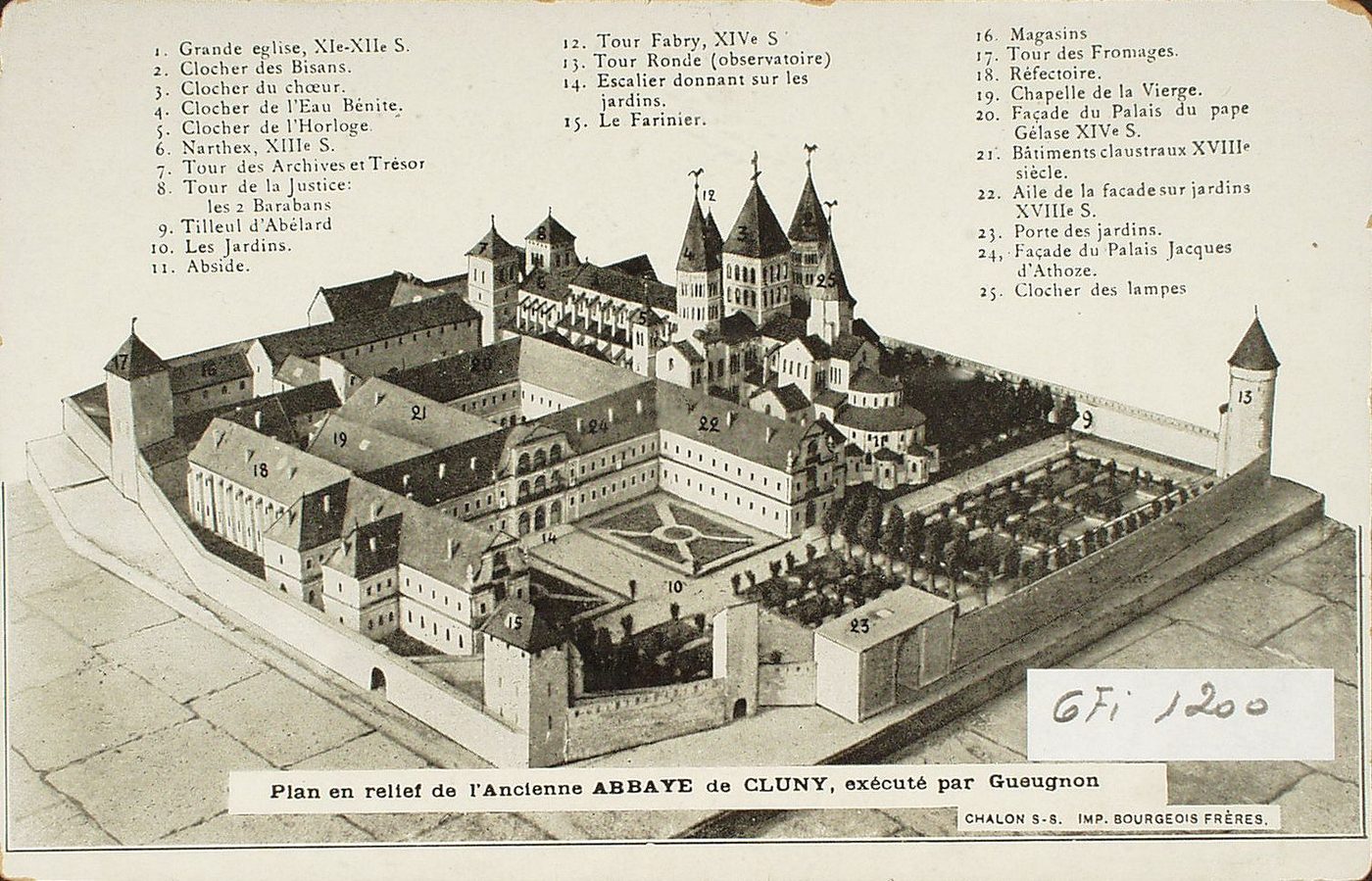 Plan en relief de l'ancienne Abbaye de Cluny, exécuté par Gueugnon.