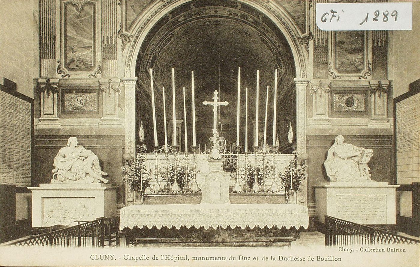 Cluny, chapelle de l'hôpital, monument du duc et de la duchesse de Bouillon.