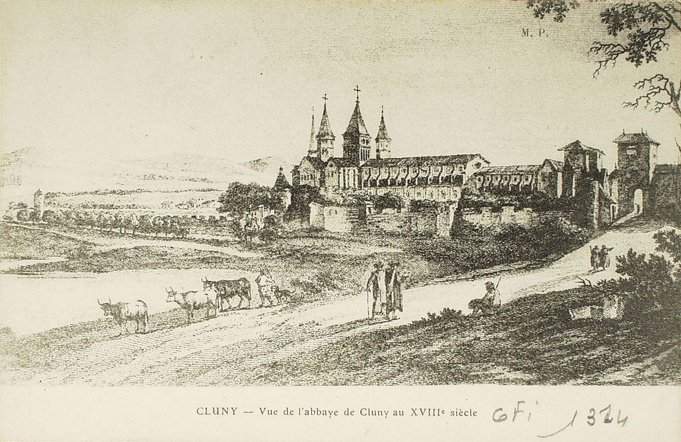 Cluny. Vue de l'abbaye de Cluny au XVIIIe s.