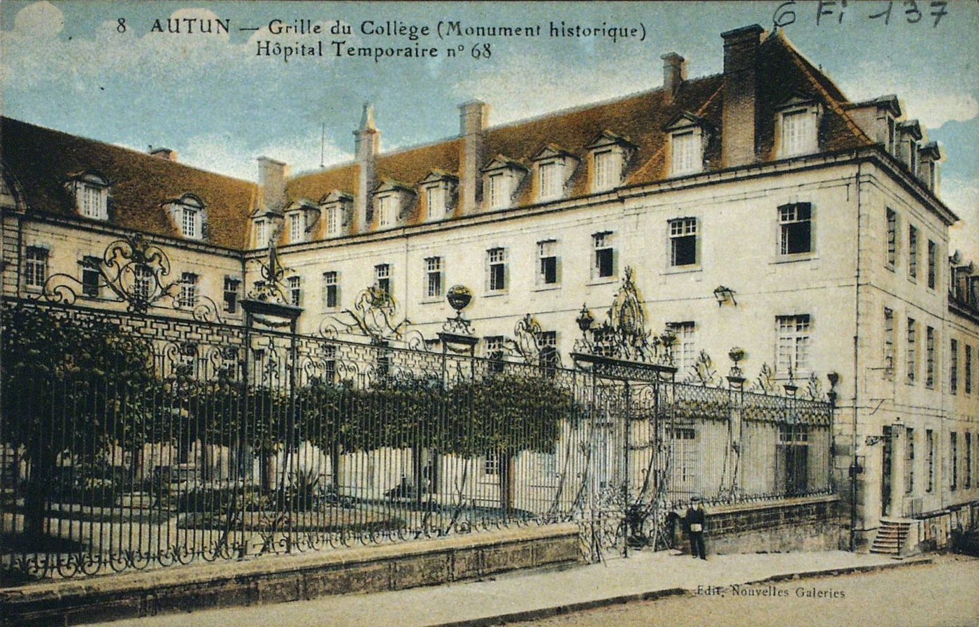 Autun. Grille du collège (monument historique). Hôpital temporaire n° 68.