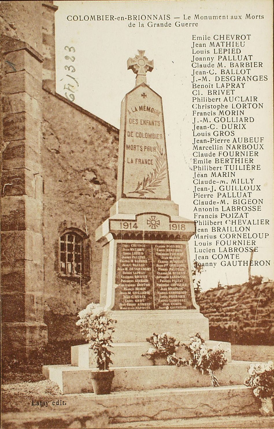 Colombier-en-Charollais. Le monument aux morts de la Grande Guerre.