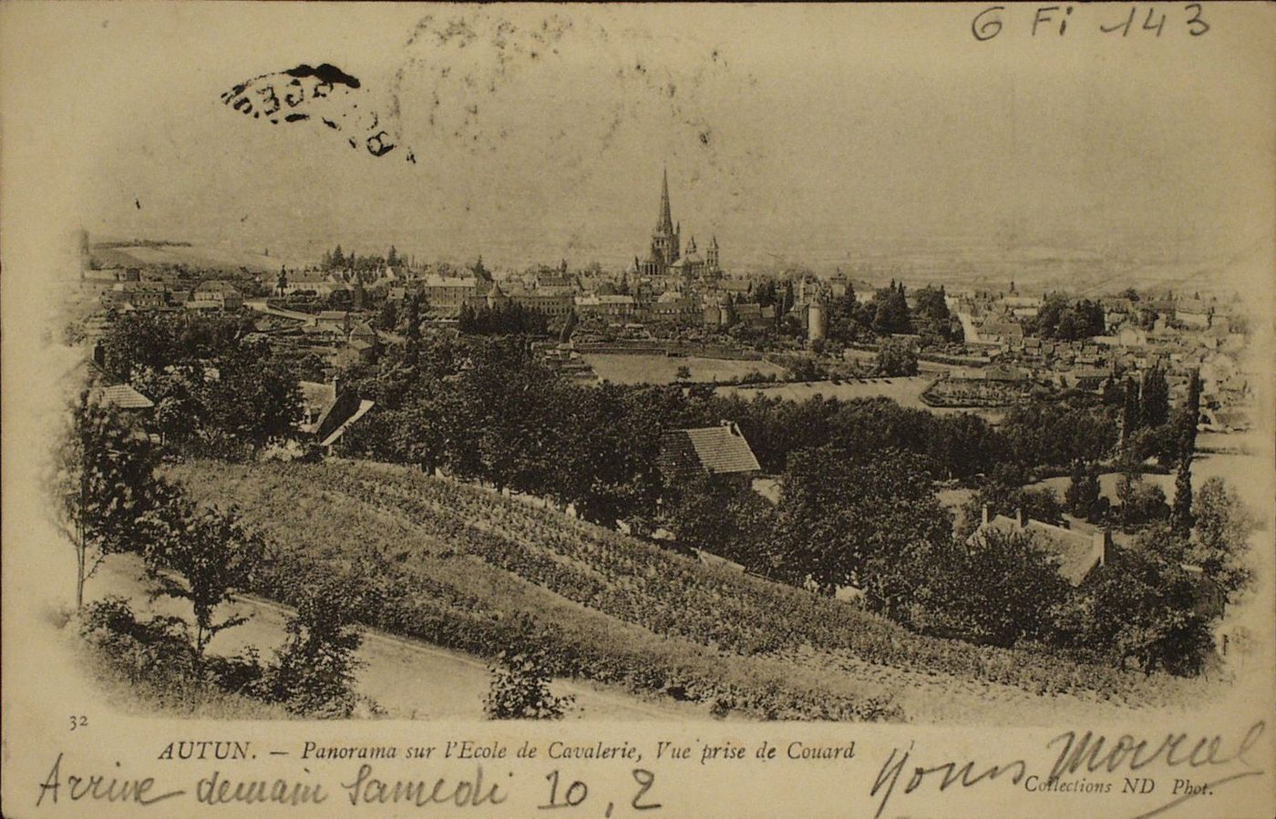 Autun. Panorama sur l'école de cavalerie, vue prise de Couard.