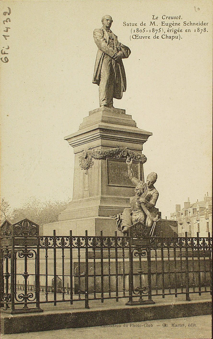 Le Creusot. Statue de M. Eugène Schneider (1805-1875), érigée en 1878 (oeuvre de Chapu).