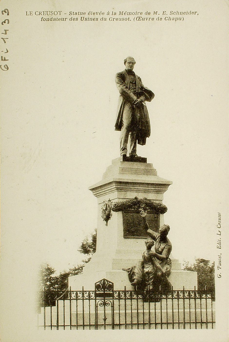 Le Creusot. Statue élévée à la mémoire de M. E. Schneider, fondateur des usines du Creusot (oeuvre de Chapu).