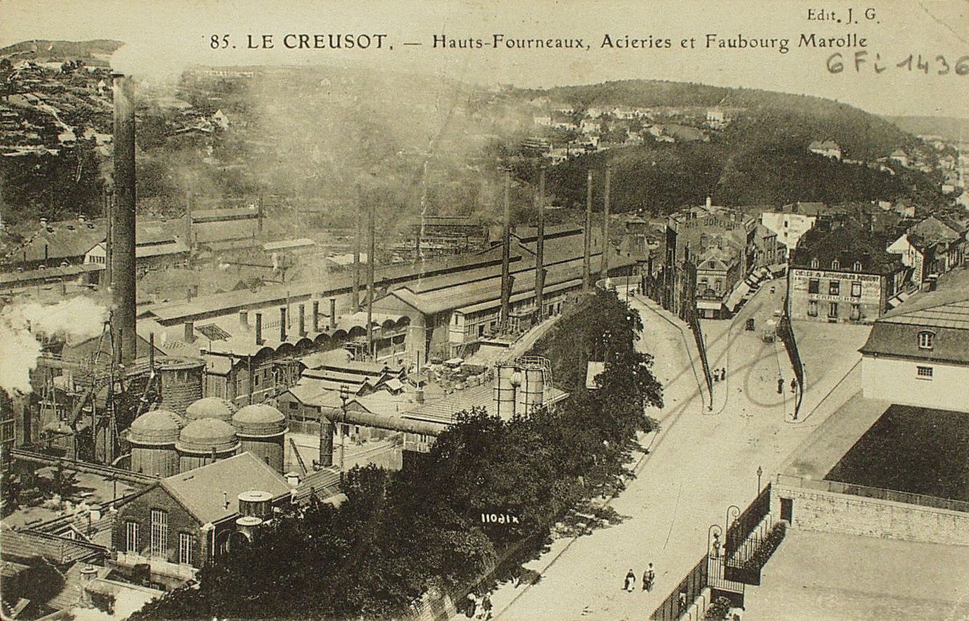 Le Creusot. Hauts-fourneaux, acieries et faubourg Marolle.