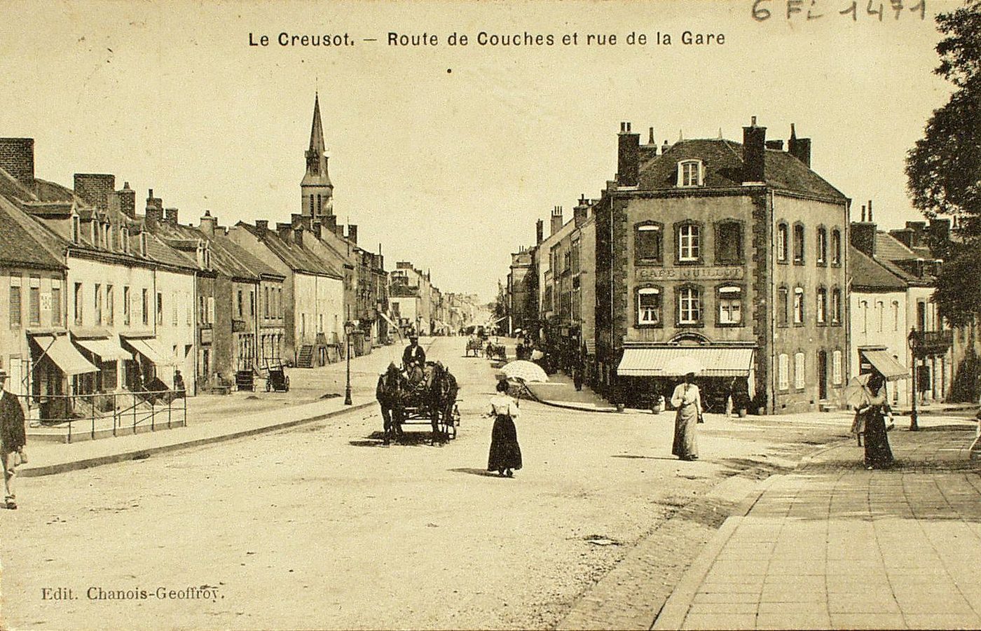 Le Creusot. Route de Couches et rue de la Gare.