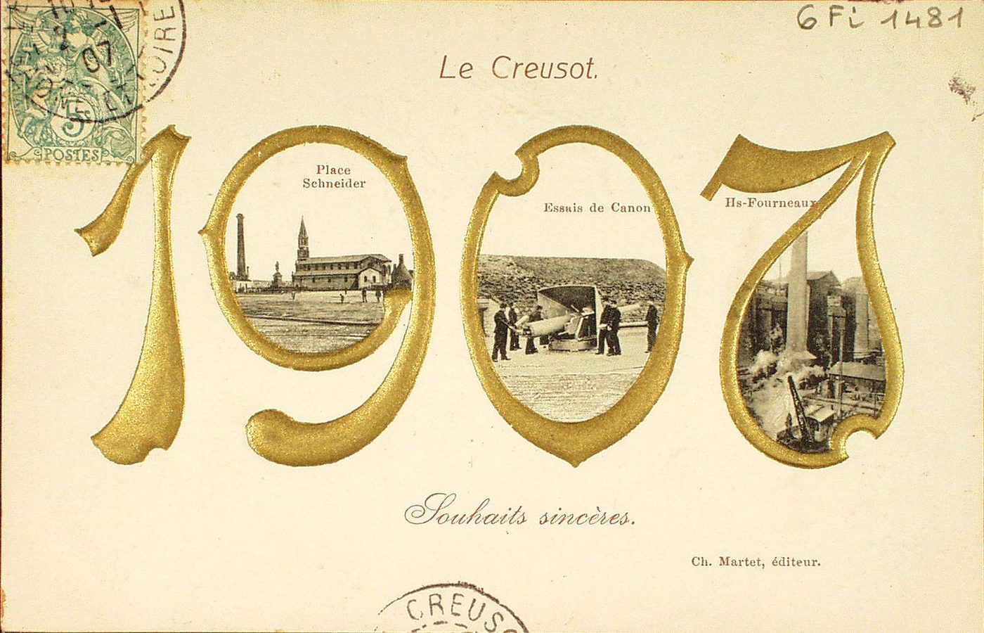 Le Creusot. Souhaits sincères 1907.