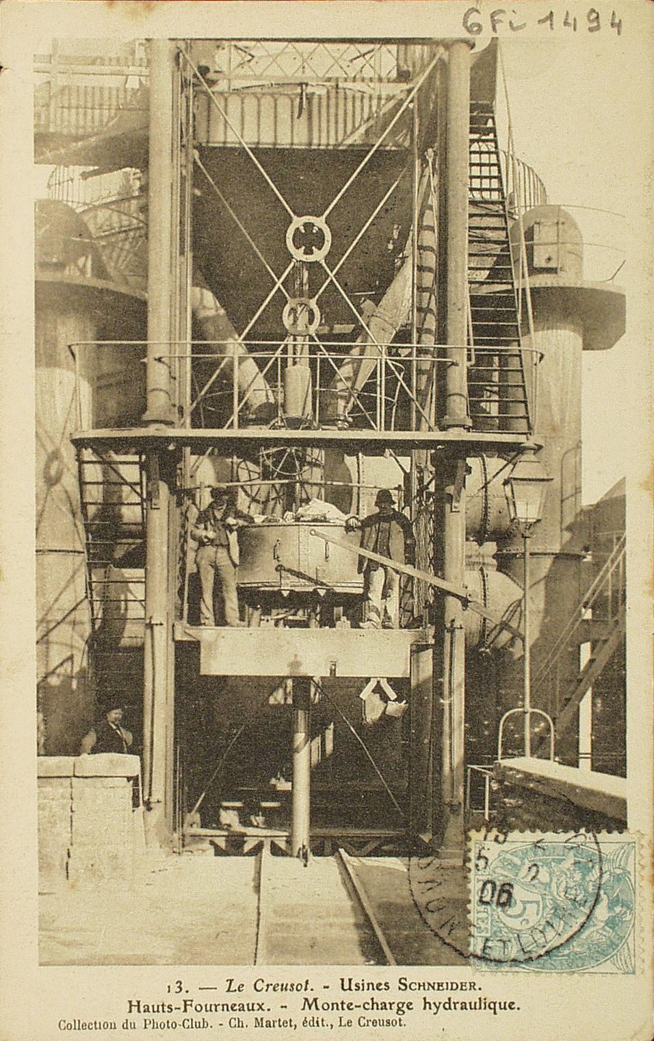 Le Creusot. Usines Schneider. Hauts Fourneaux. Monte-charge hydraulique.