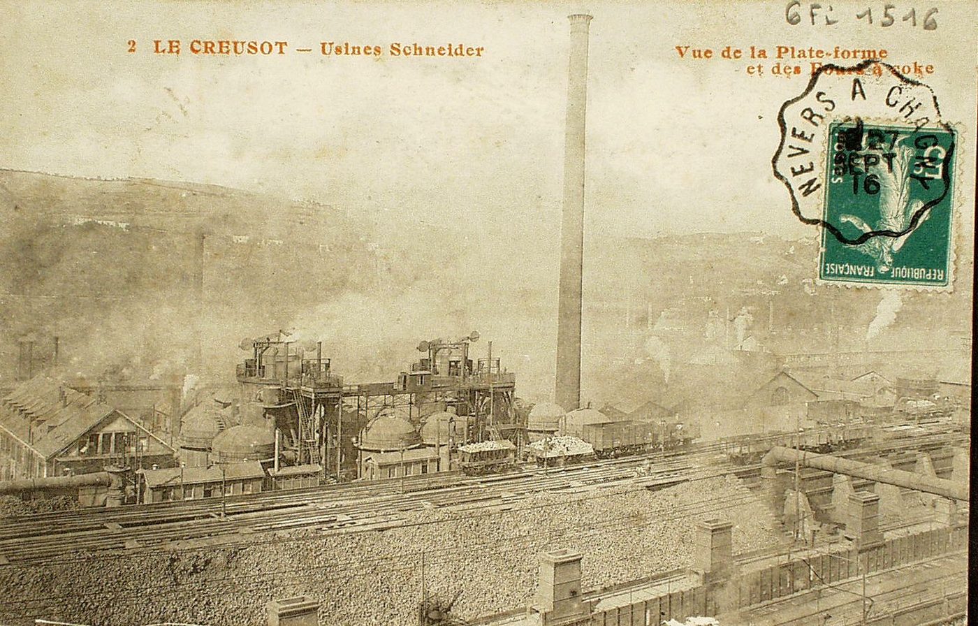 Le Creusot. Usines Schneider. Vue de la plate-forme et des fours à coke.