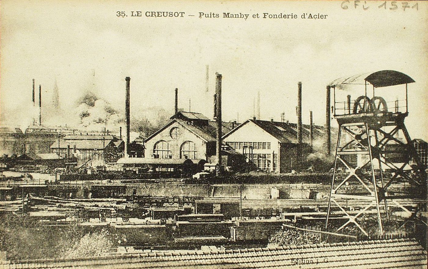 Le Creusot. Puits Manby et fonderies d'acier.