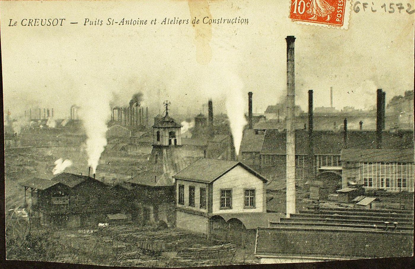 Le Creusot. Puits Saint-Antoine et ateliers de construction.