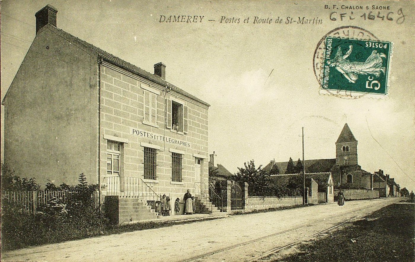 Damerey. Postes et route de Saint-Martin.