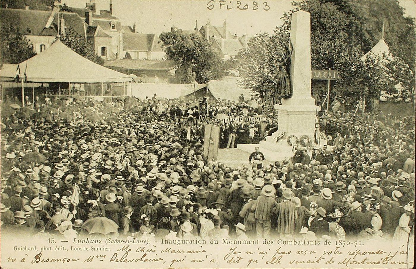 Louhans. Inauguration du monument aux morts des combattants de 1870-1871.