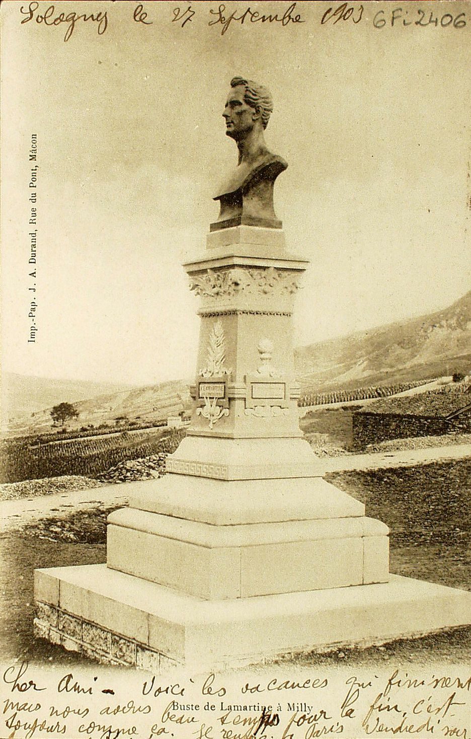 Buste de Lamartine à Milly.