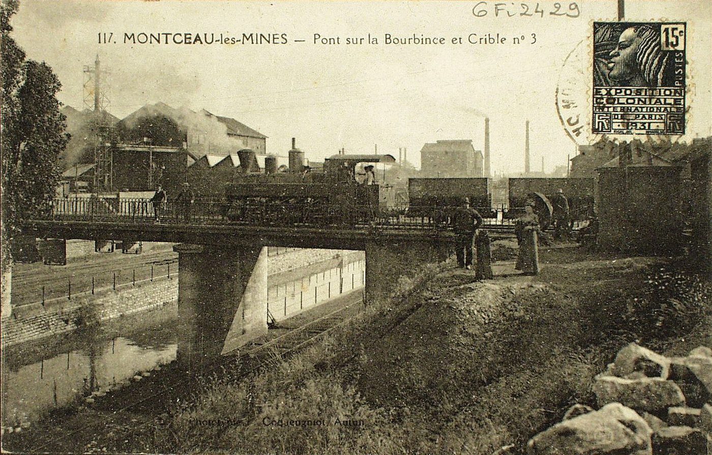 Montceau-les-Mines. Pont sur la Bourbince et Crible n° 3.