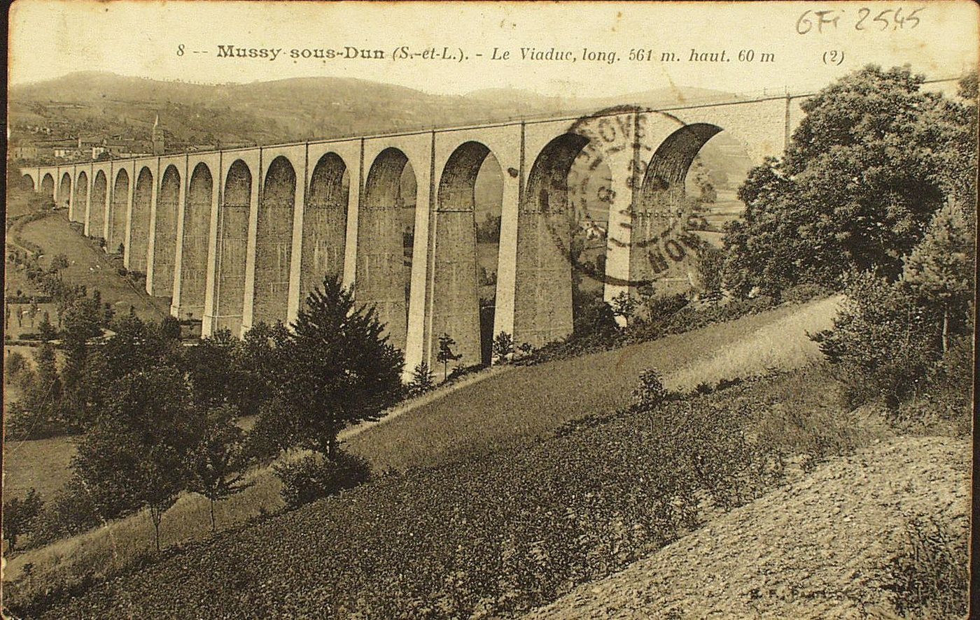 Mussy-sous-Dun. Le viaduc, long 561 m, haut 60 m.