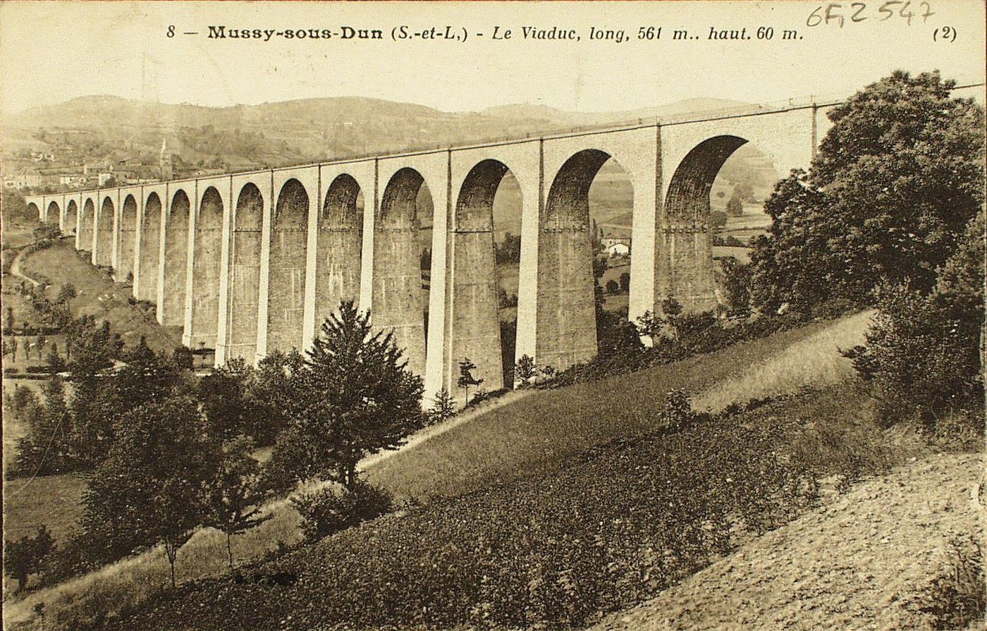 Mussy-sous-Dun. Le viaduc, long 561 m, haut 60 m.