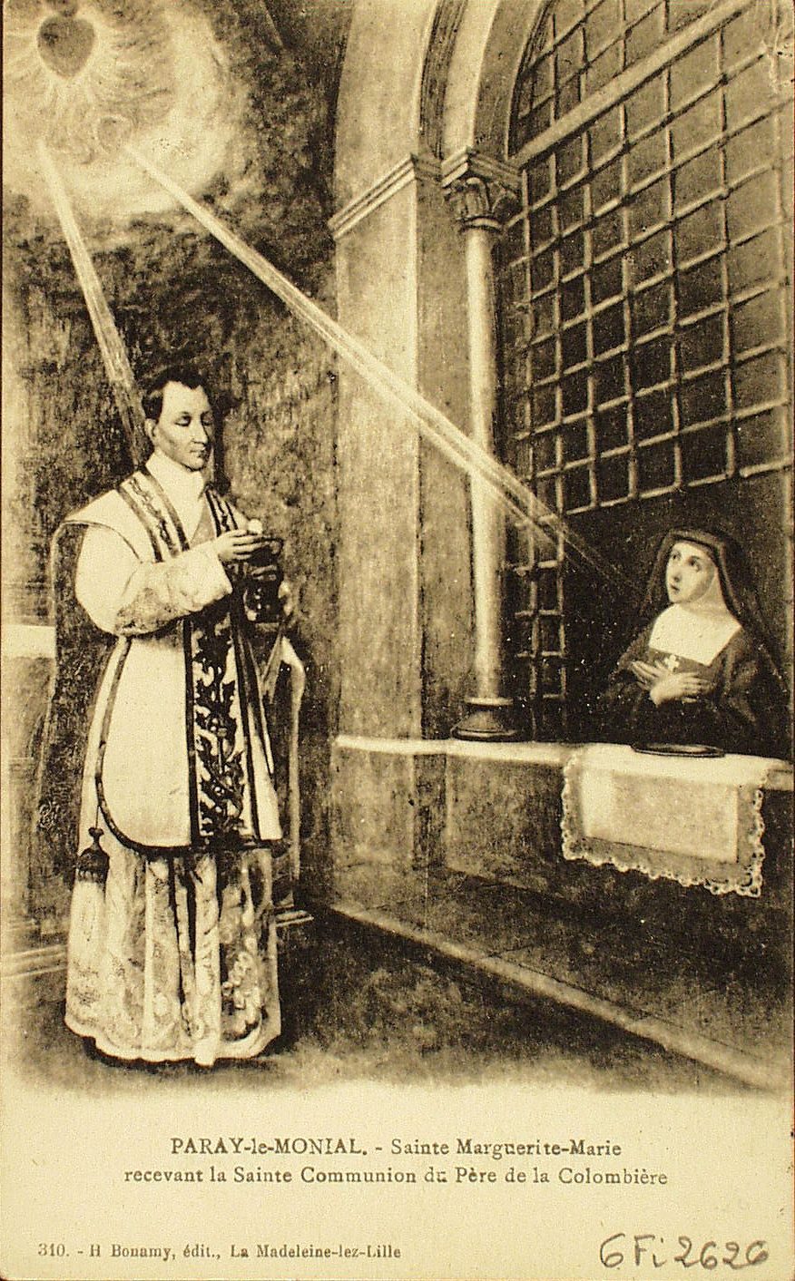 Paray-le-Monial. Sainte Marguerite-Marie recevant la sainte communion du Père de la Colombière.
