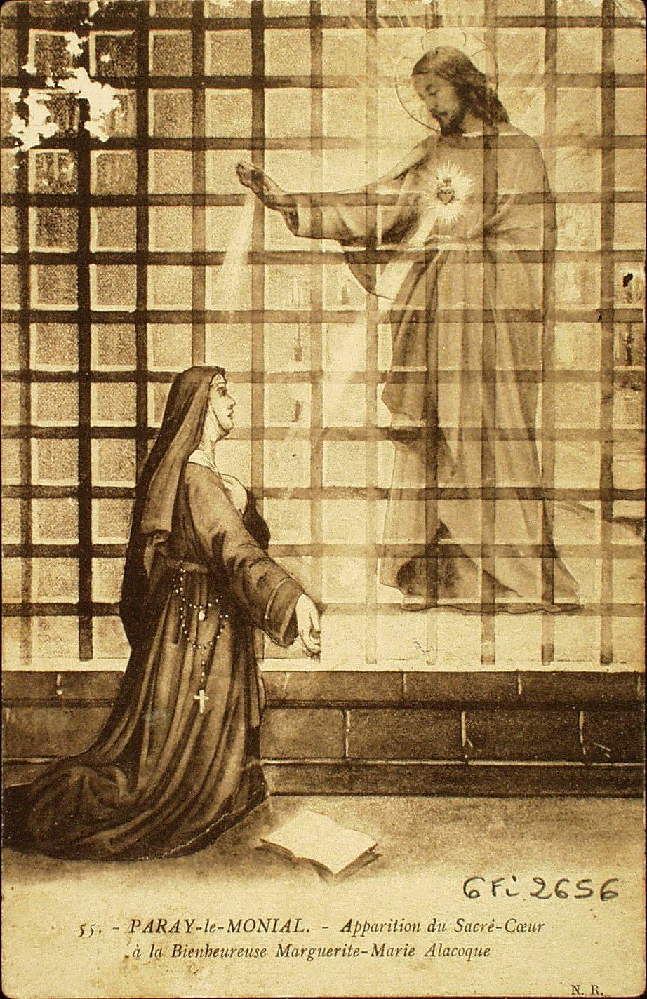 Paray-le-Monial. Apparition du Sacré-Coeur à la Bienheureuse Marguerite-Marie Alacoque.