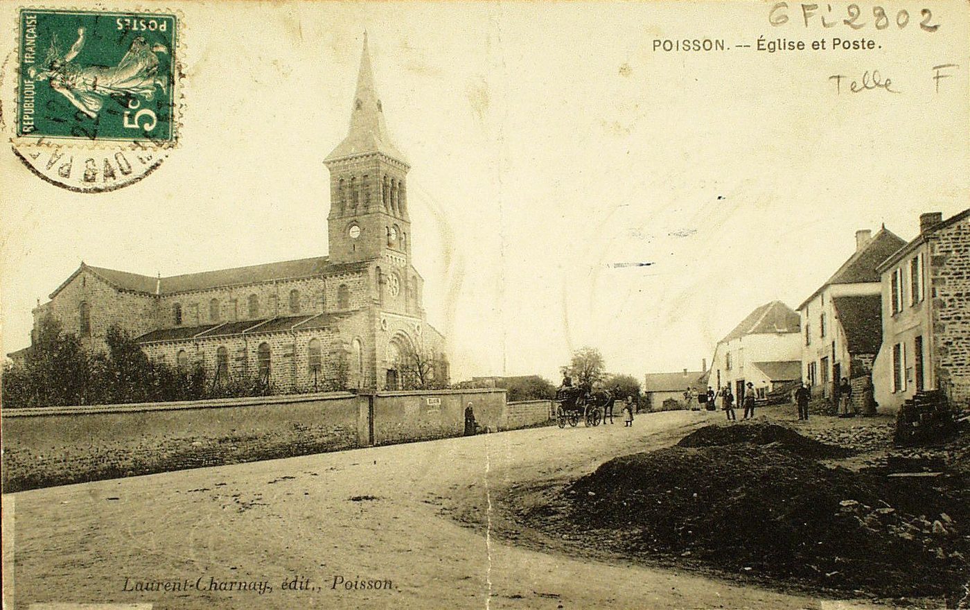 Poisson. Eglise et poste.
