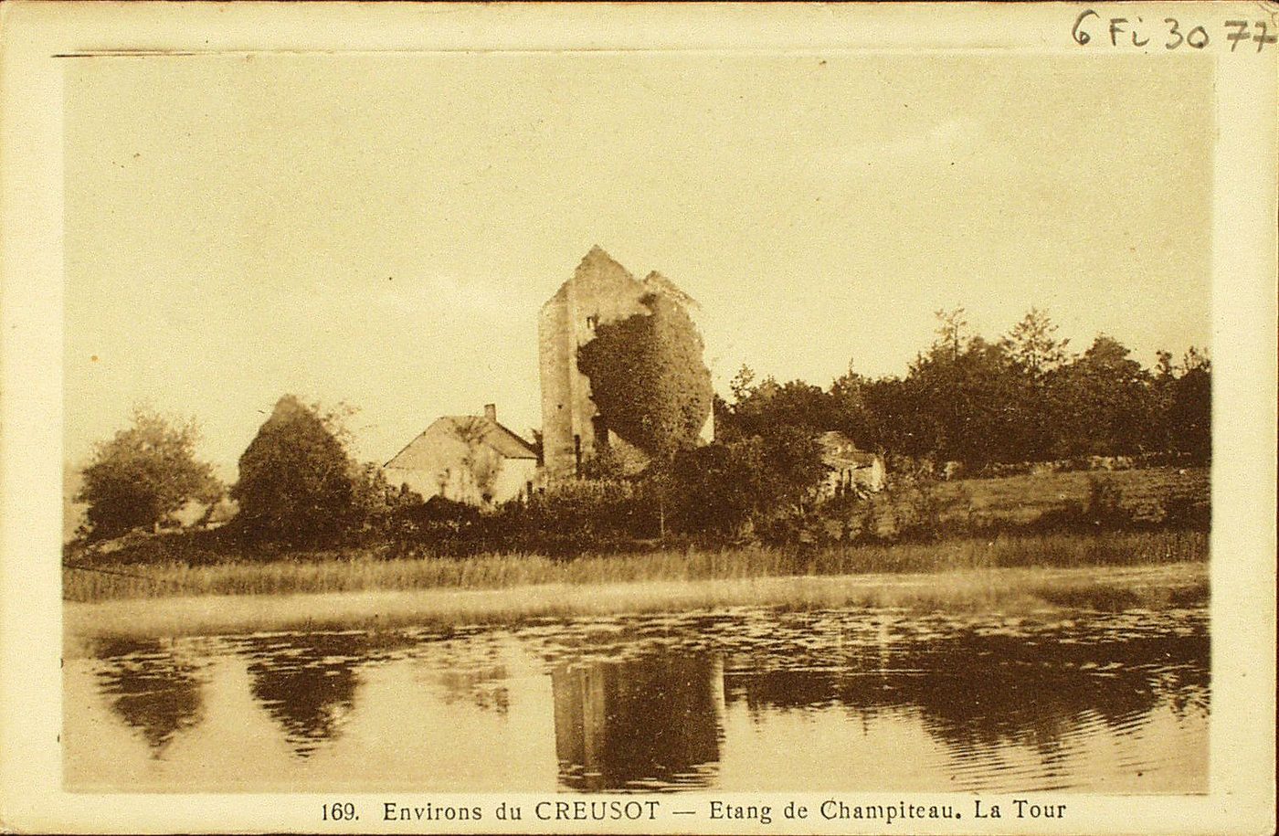 Environs du Creusot. Etang de Champiteau. La tour.