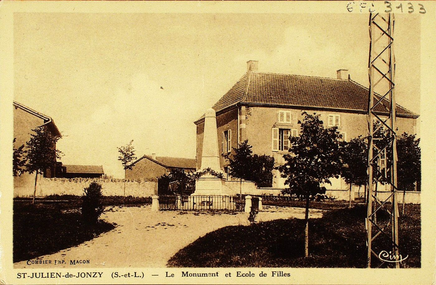 Saint-Julien-de-Jonzy. Le monument et école de filles.