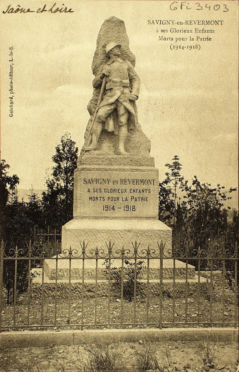 Savigny-en-Revermont à ses glorieux enfants morts pour la patrie (1914-1918).