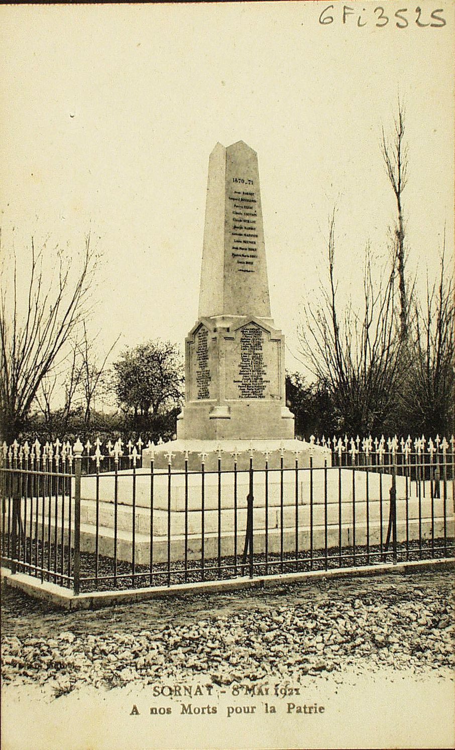 Sornay. 8 mai 1921. A nos morts pour la patrie.