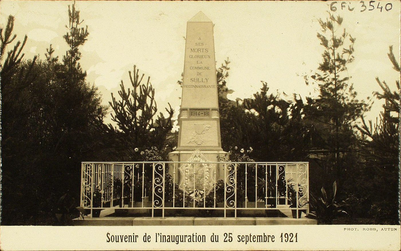 Sully.- Souvenir de l'inauguration du 25 septembre 1921.