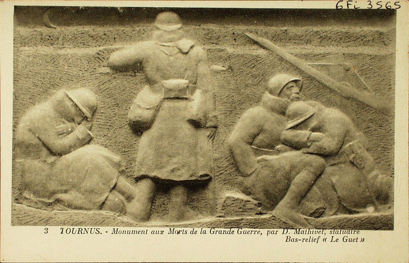 Tournus. Monument aux morts de la grande guerre, par D. Mathivet, statuaire. Bas-relief "le guet".