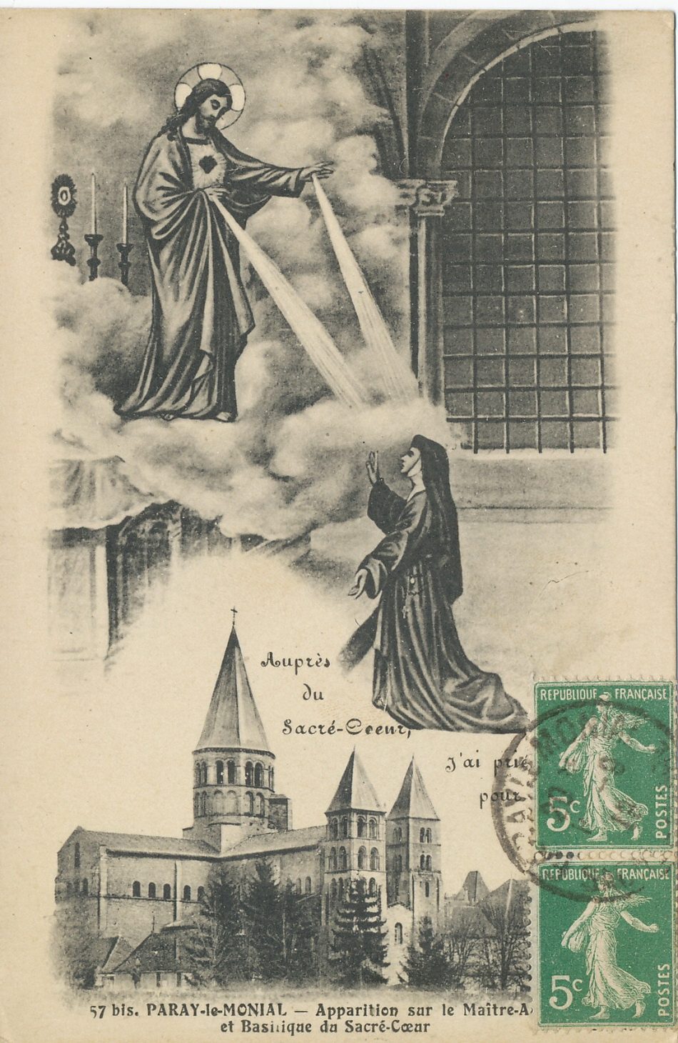 Paray-le-Monial. Apparition sur le maître ... et basilique du Sacré-Coeur.