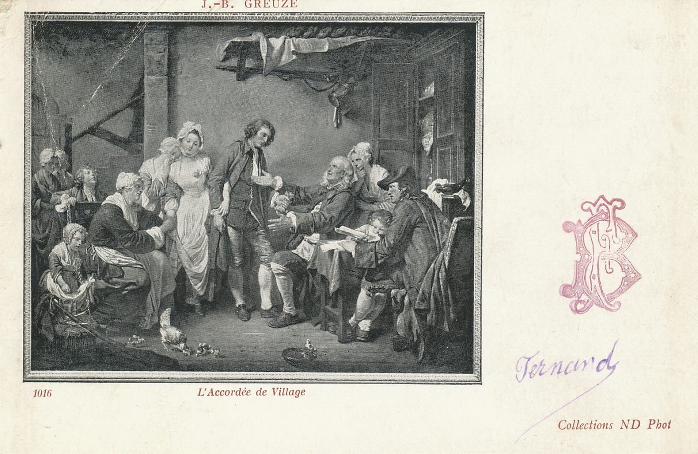 J-B Greuze. L'accordée de village.