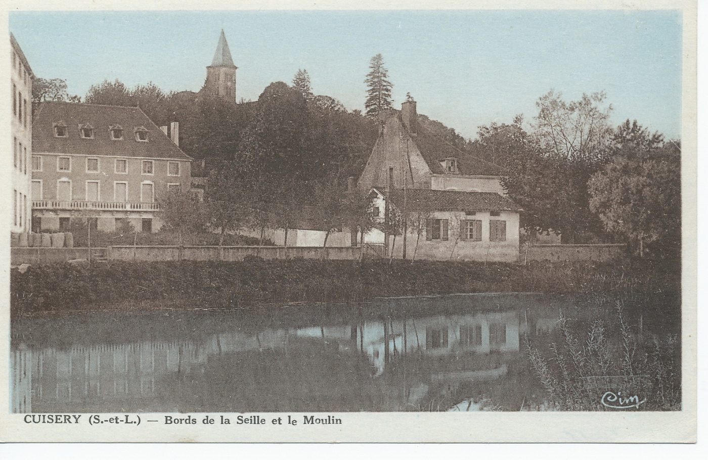 Cuisery. Bords de la Seille et le moulin.