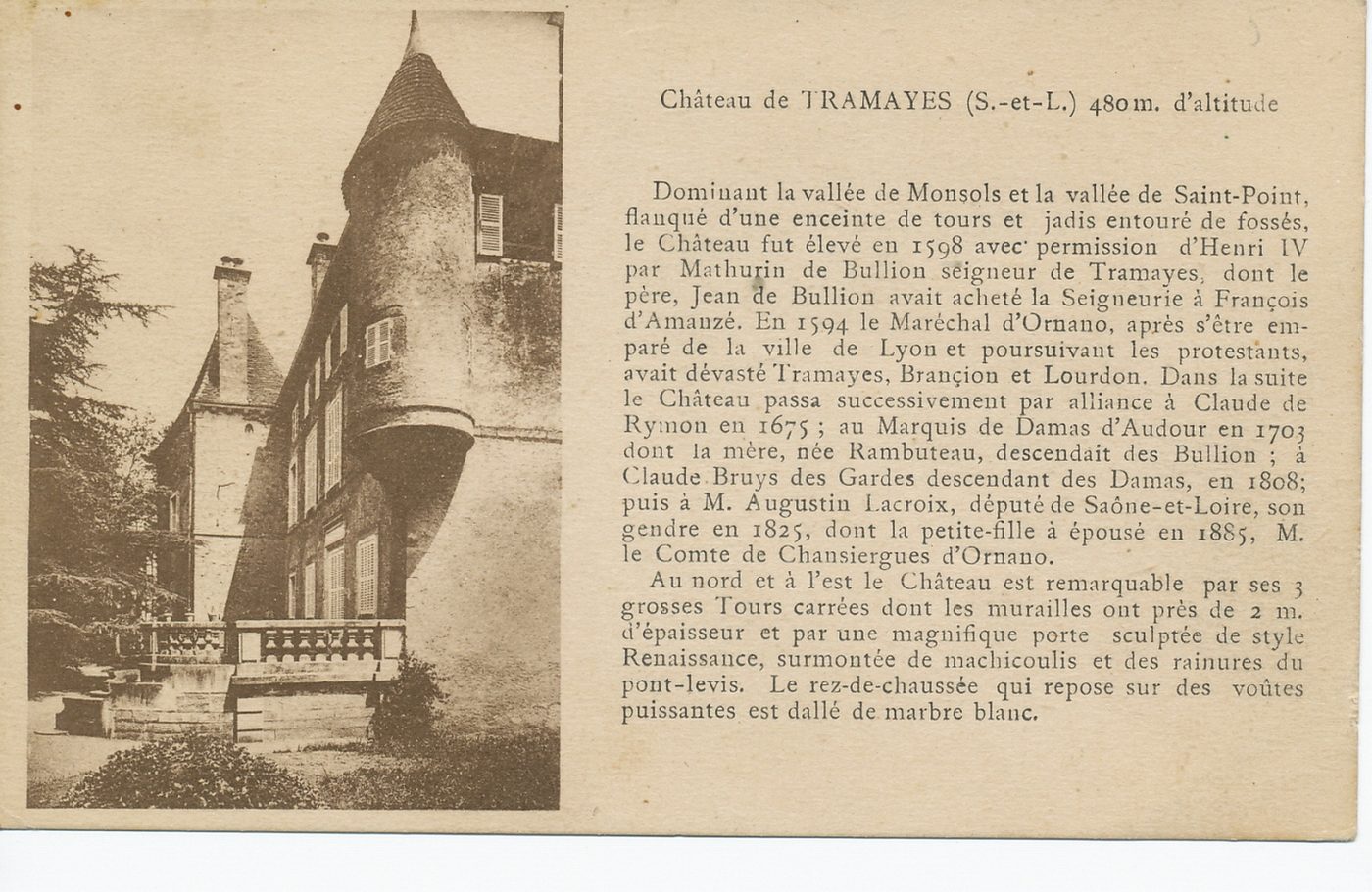Château de Tramayes. 480 m d'altitude.