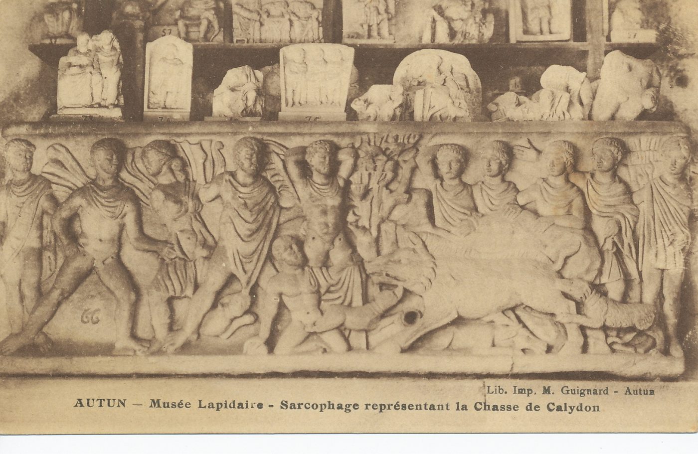 Autun. Musée lapidaire. Sarcophage représentant la chasse de Calydon.