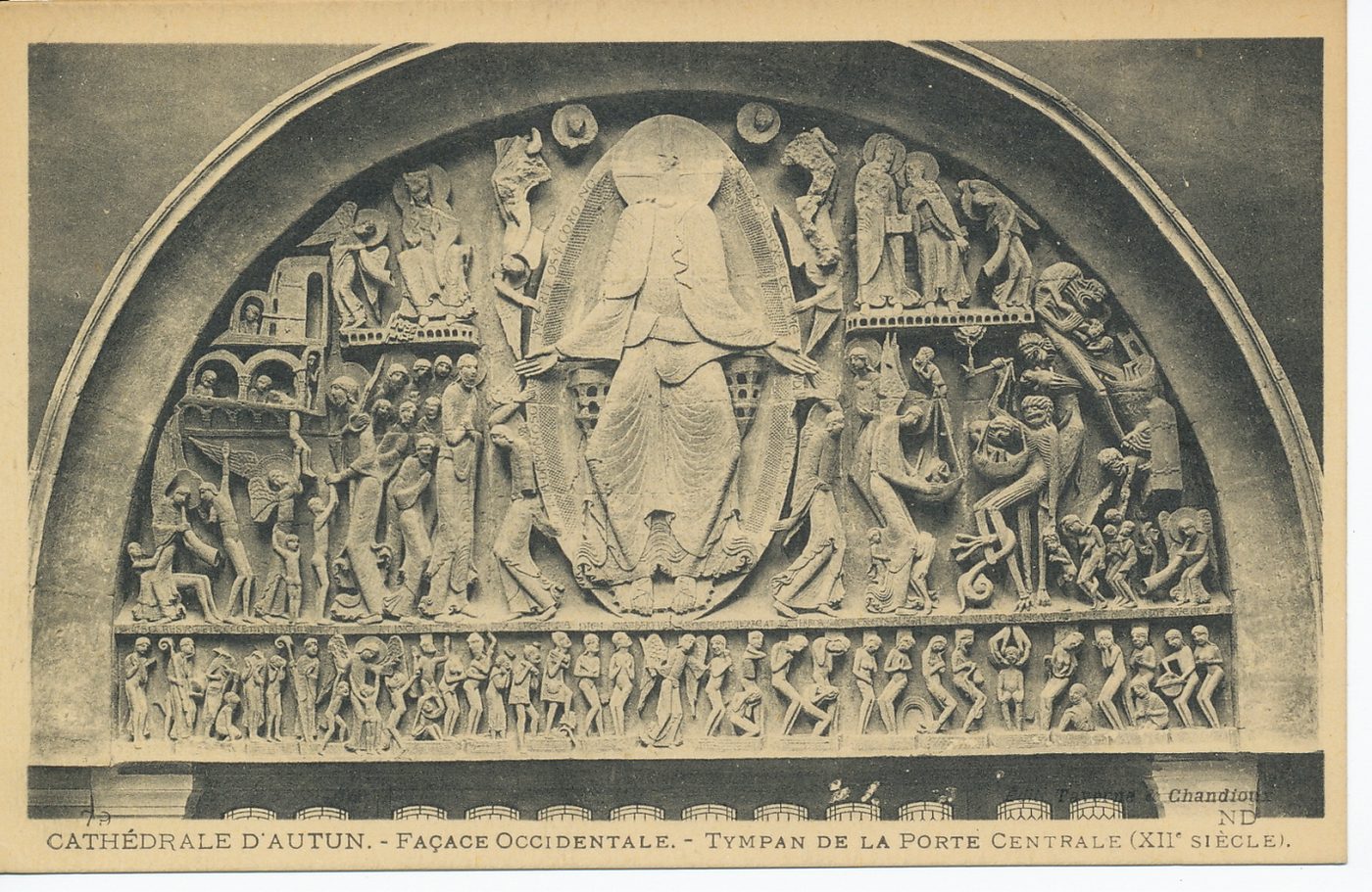 Cathédrale d'Autun. Façade occidentale. Tympan de la porte centrale (XIIe s.).