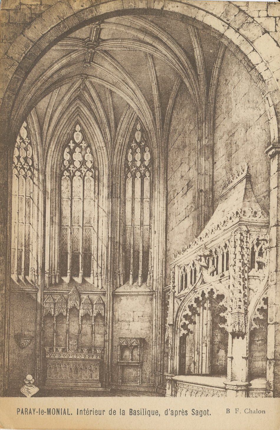 Paray-le-Monial. Intérieur de la basilique, d'après Sagot.