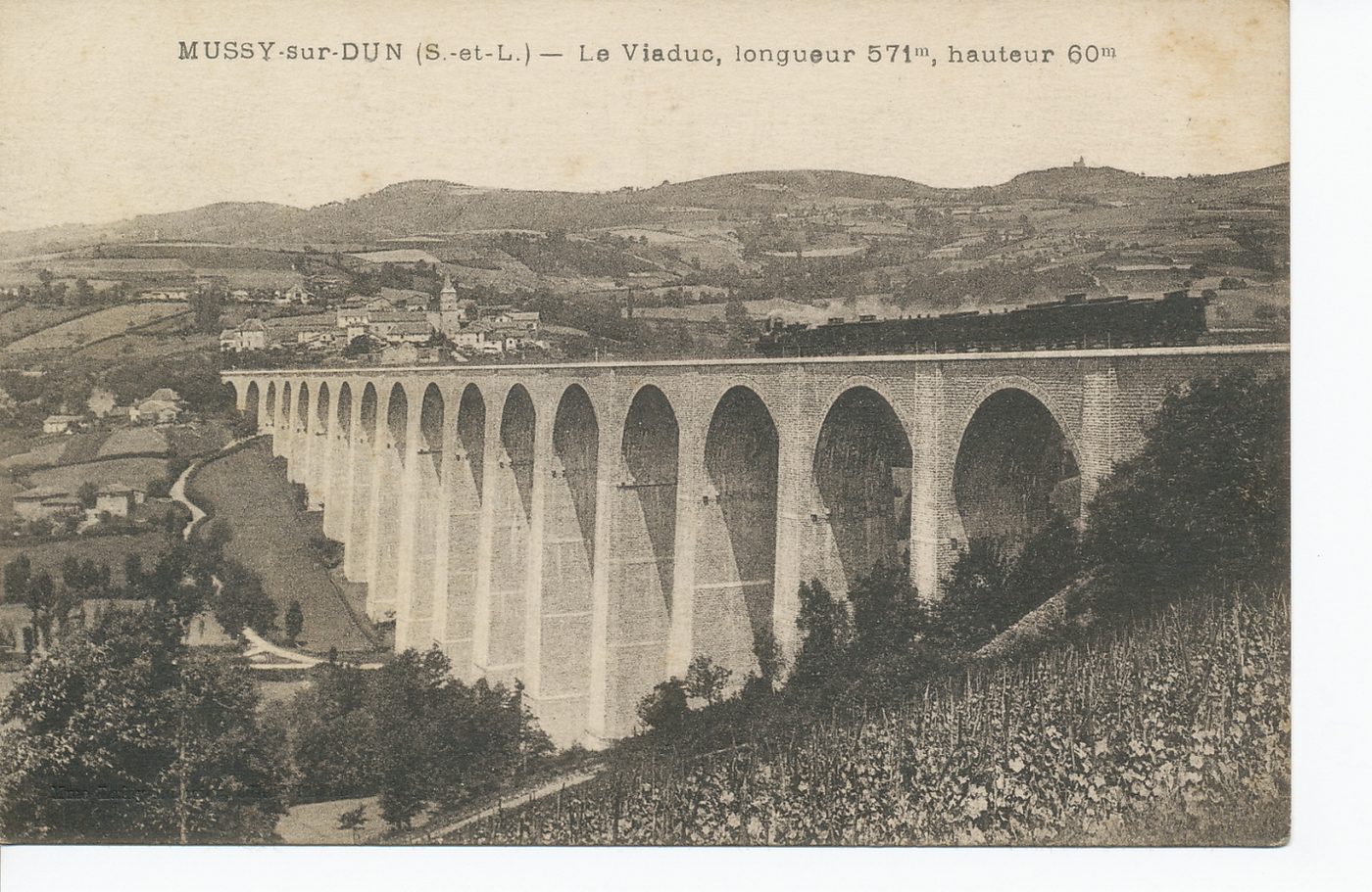 Mussy-sous-Dun. Le viaduc, longueur 571 m, hauteur 60 m.