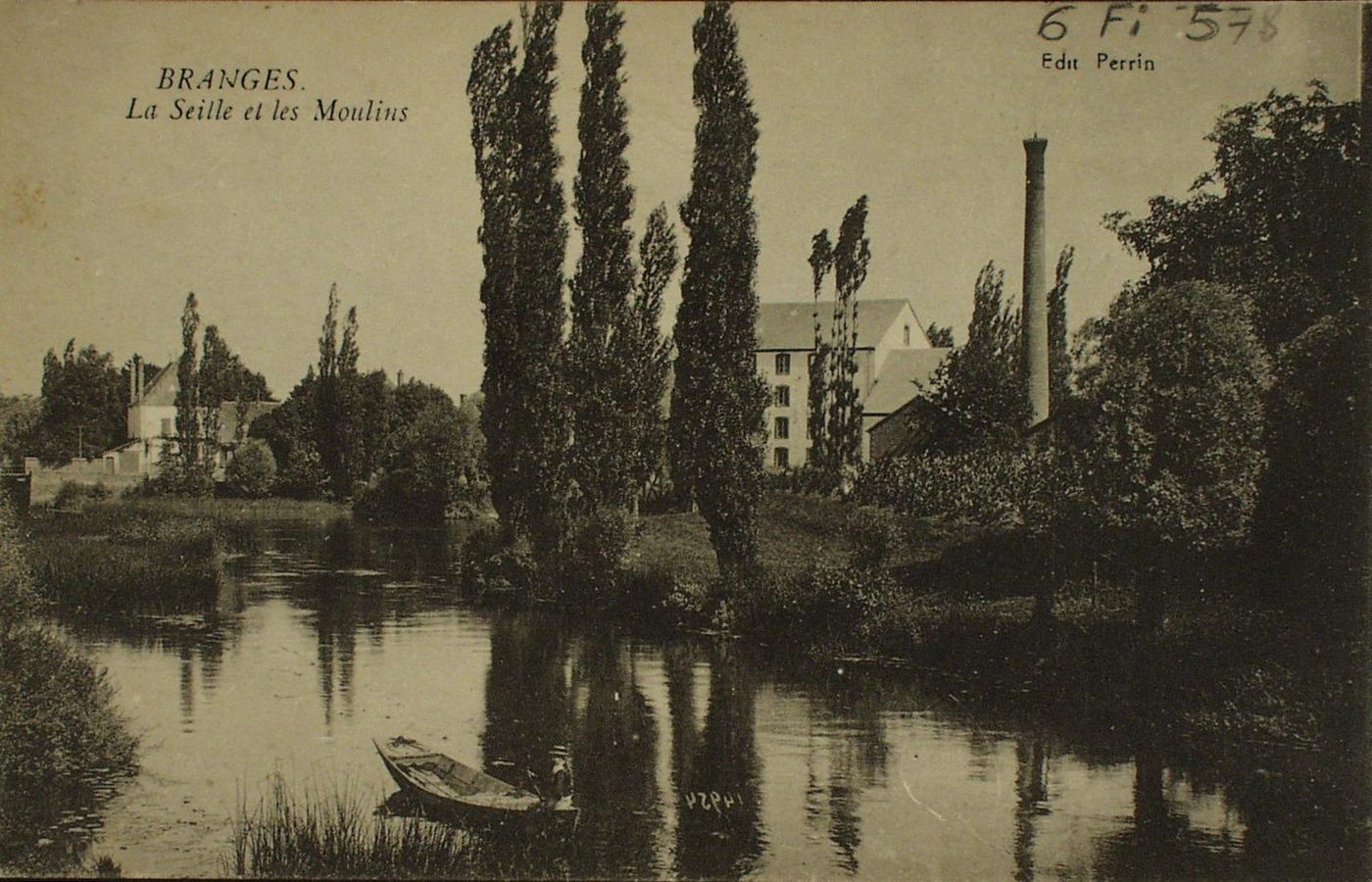 Branges. La Seille et les moulins.