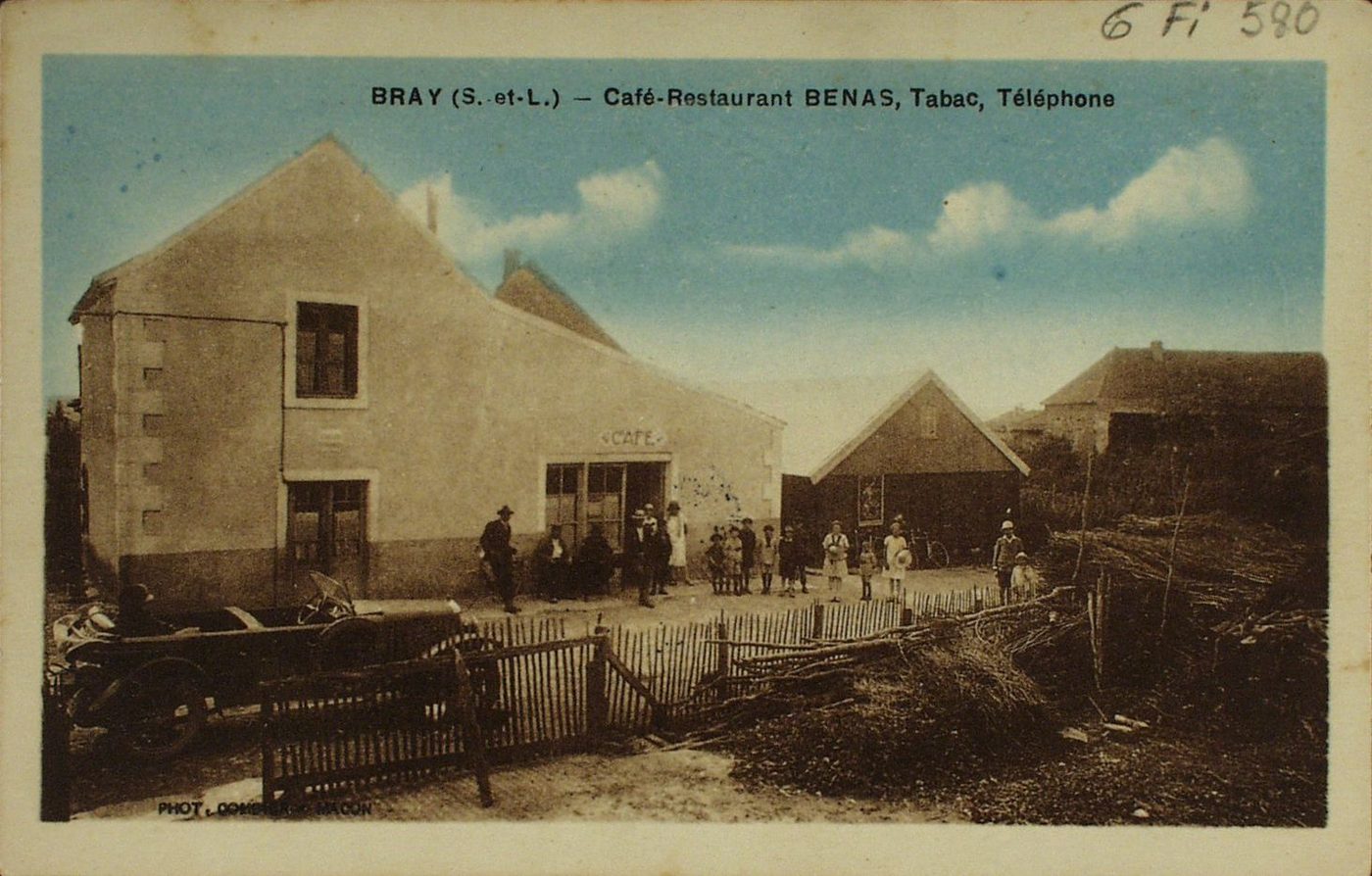 Bray. Café-restaurant Benas, tabac, téléphone.