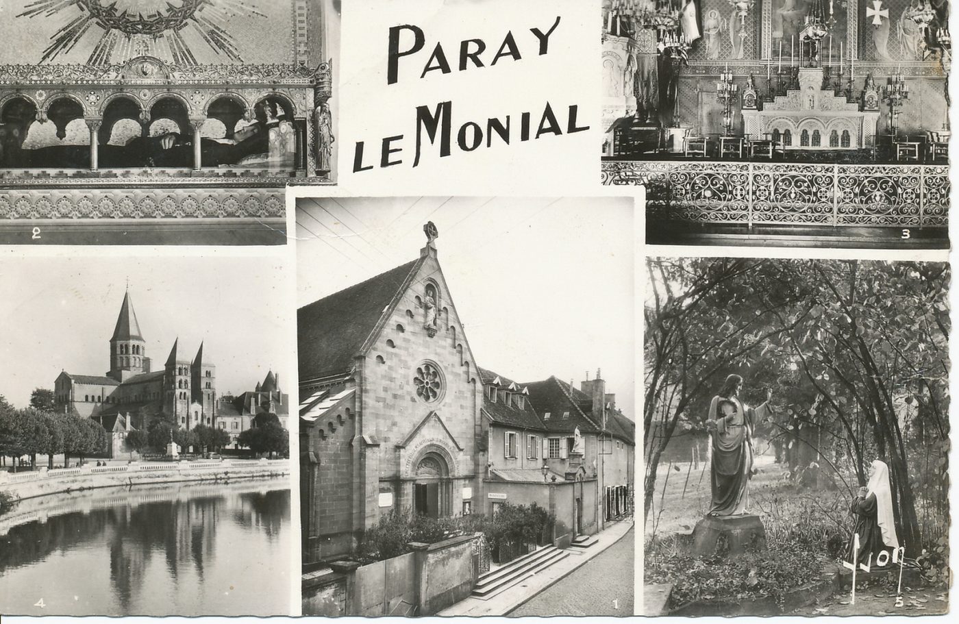 Paray-le-Monial. Chapelle du monastère de la Visitation. Châsse de sainte Marguerite-Marie Alacoque. Le maître-autel. La basilique du Sacré-Coeur. Le lieu des apparitions.
