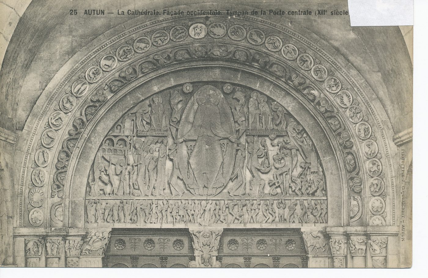 Autun. La cathédrale. Façade occidentale. Tympan de la porte centrale (XIIe s.).