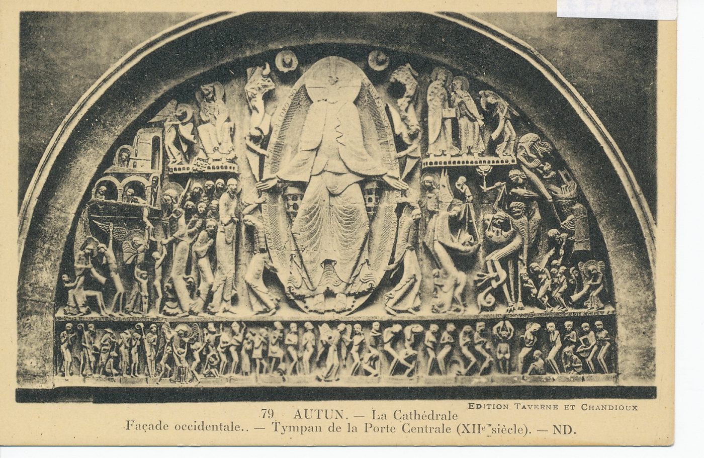 Autun. La cathédrale. Façade occidentale. Tympan de la porte centrale (XIIe s.).