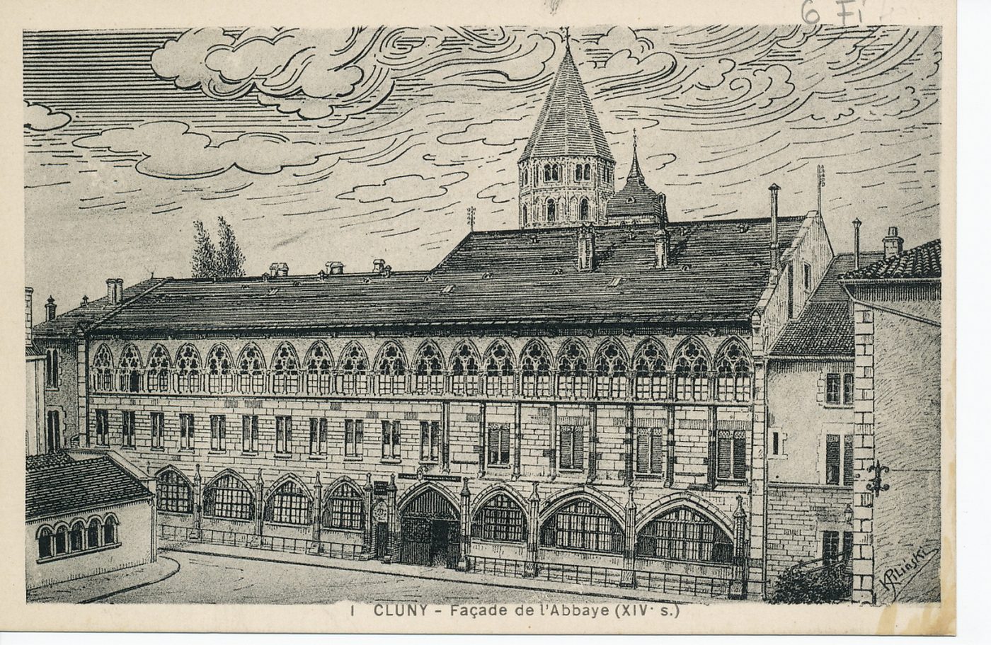 Cluny. Façade de l'abbaye (XIVe s.).